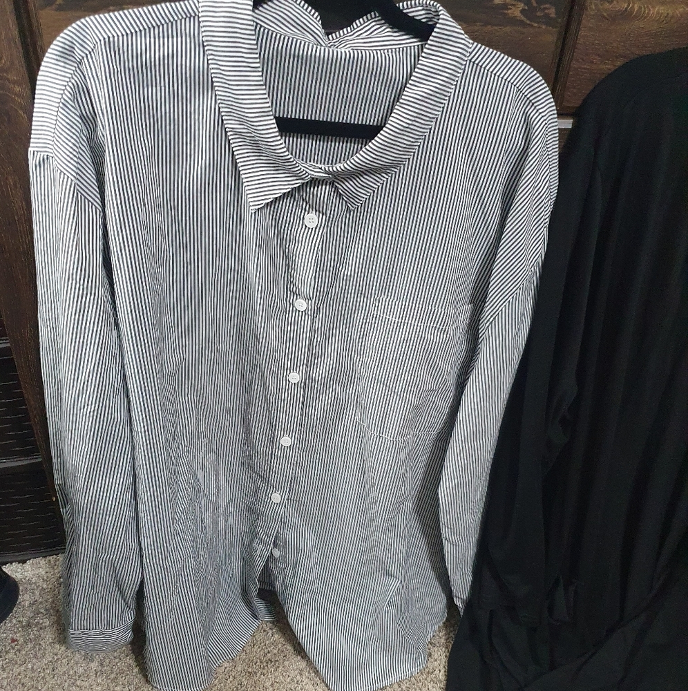 Plus Size 5x Striped Button Down Shirt